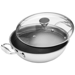 Cookamaze Honeycomb Kadhai with Glass Lid – Non-Stick & Durable-1.5ltr